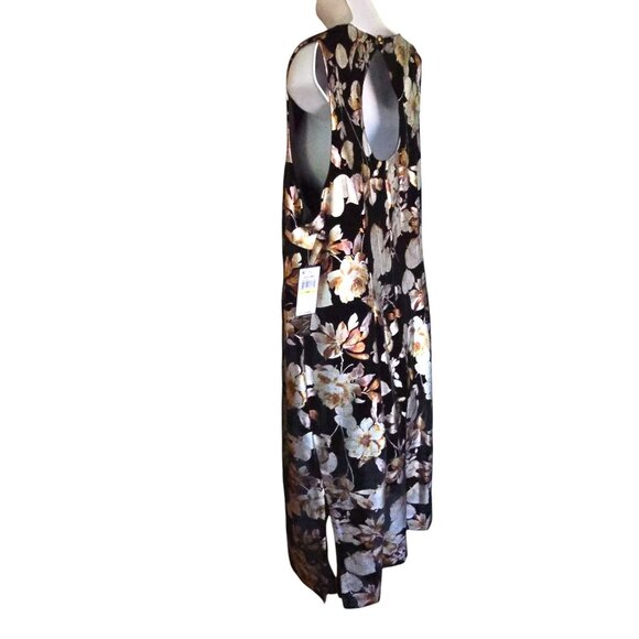 Rachel Roy Floral Sleeveless Velvet Dress Keyhole Back Design Black & Beige NWT - Picture 7 of 16